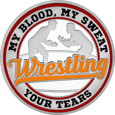 Orange "Wrestling" with Maroon Outer Circular Borders